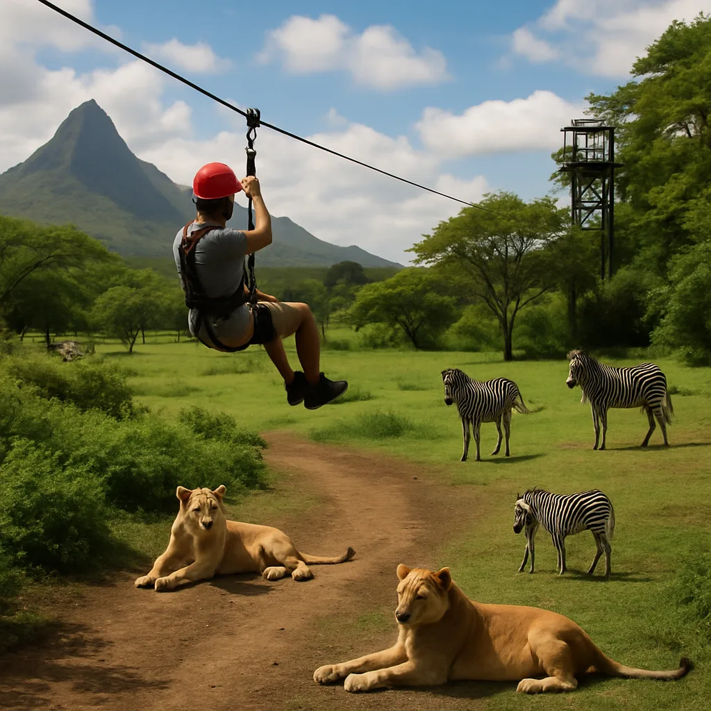 Casela Nature Parks – Abenteuerpark mit Löwen, Zebras und Zipline.