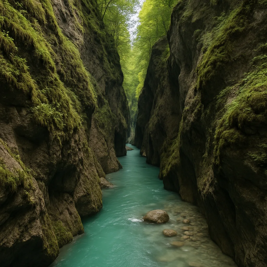 Eistobel – Tief eingeschnittene Klamm mit türkisfarbenem Wasser.