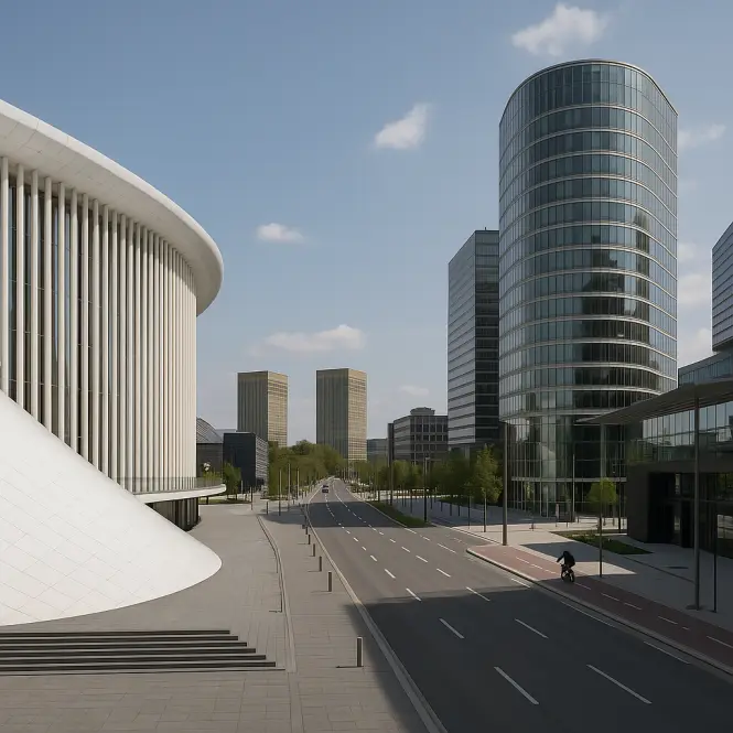 Kirchberg-Plateau – Modernes Europaviertel mit Philharmonie und Architektur.