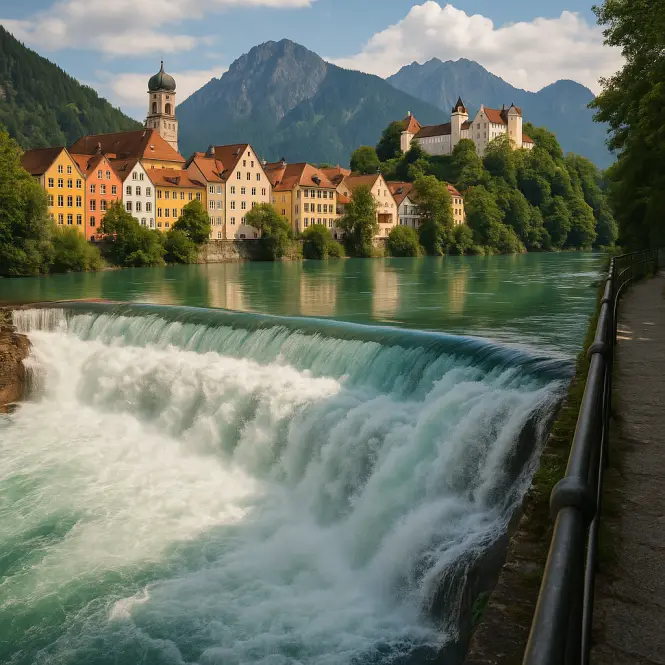 Lechfall – Tosender Wasserfall des Lechs mitten in Füssen.