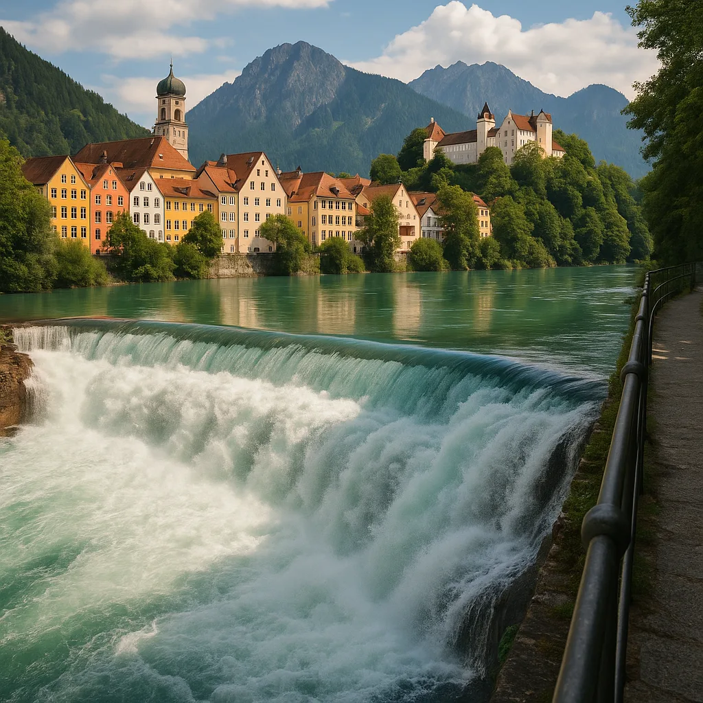 Lechfall – Tosender Wasserfall des Lechs mitten in Füssen.