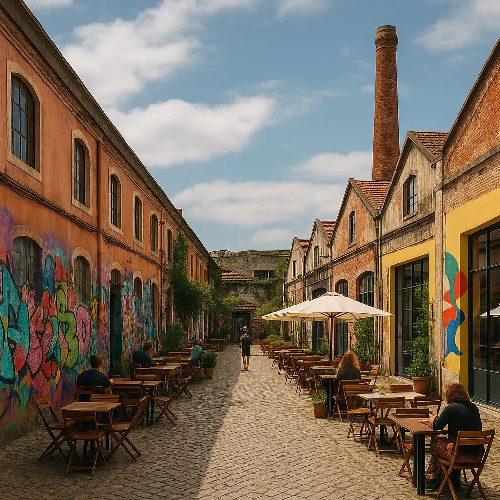 LX Factory – Kreatives Fabrikareal mit Cafés, Kunst und Design.