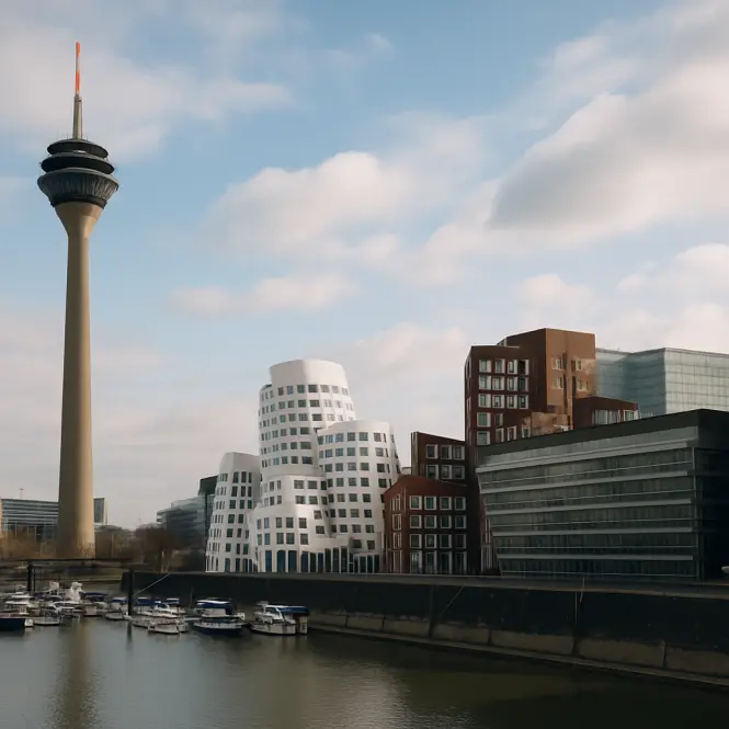 Medienhafen – Moderner Hafen mit spektakulärer Architektur.