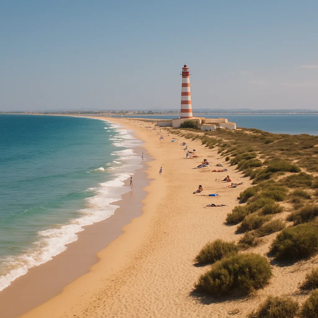 Praia de Faro – Langer Sandstrand auf einer vorgelagerten Halbinsel.