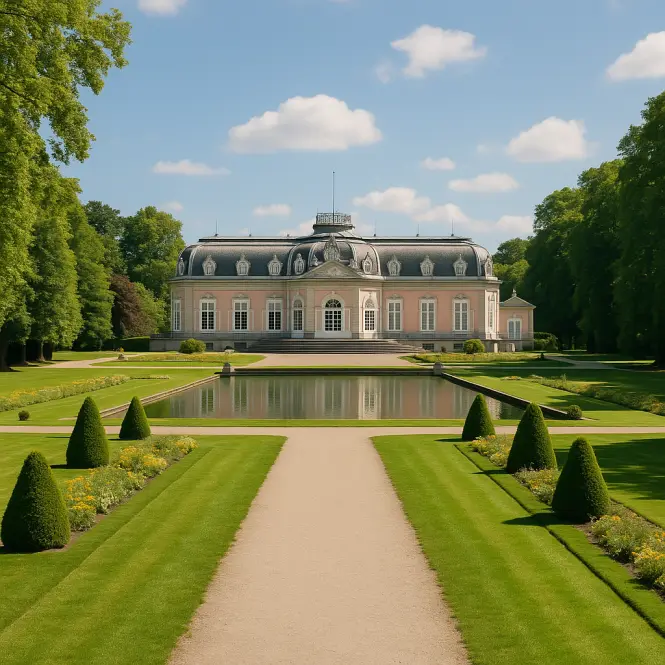 Schloss Benrath – Rosafarbenes Lustschloss mit weitläufigem Park.