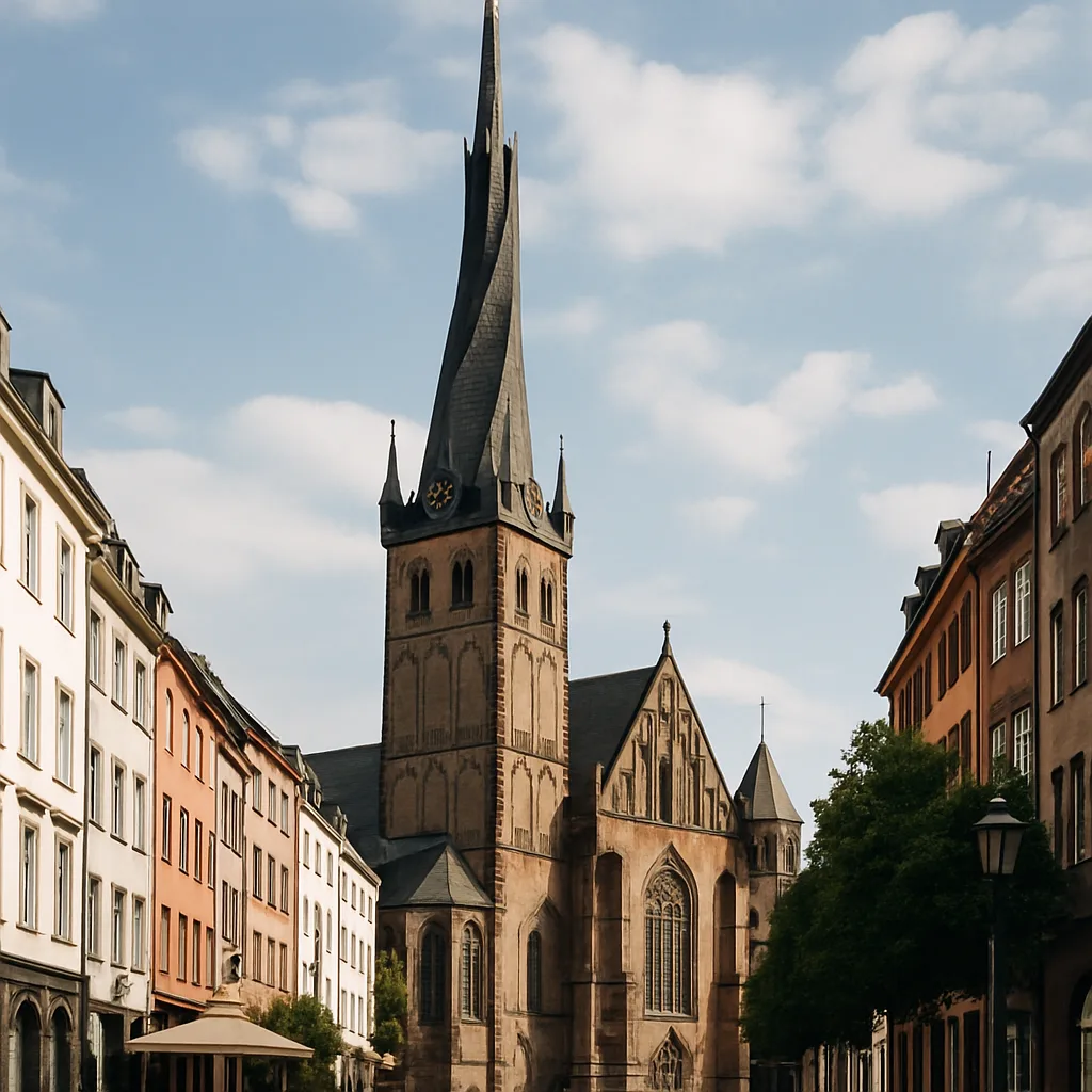 St. Lambertus Basilika – Gotische Basilika mit markant verdrehtem Kirchturm.
