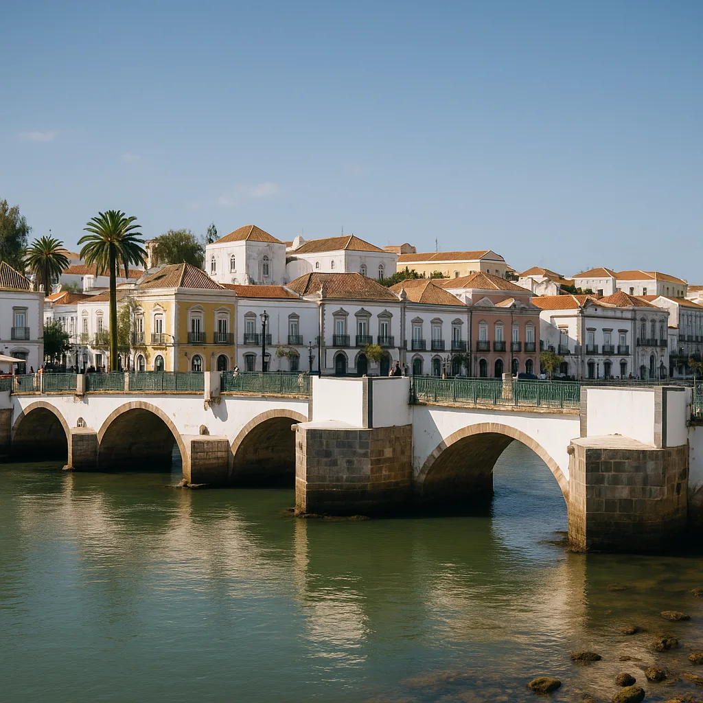 Tavira – Elegante Altstadt mit römischer Brücke am Fluss Gilão.