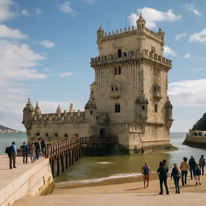 Torre de Belém – Wahrzeichen des Zeitalters der Entdeckungen am Tejo-Ufer.