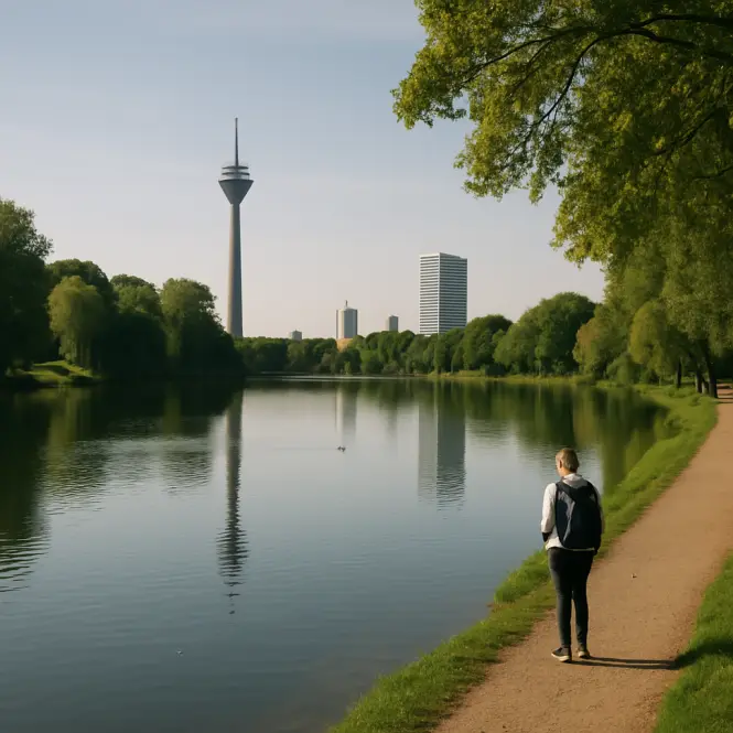 Volksgarten Düsseldorf – Ruhiger Landschaftspark mit See im Süden der Stadt.